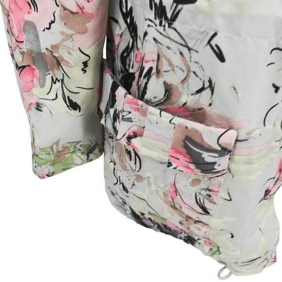 SoCa St John Long Sleeve Roll Cuff Floral Jacket Size P  Zip Pockets Anorak - Picture 2 of 14